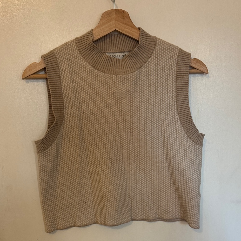 Rachel Tan Sleeveless Knit Vest Medium